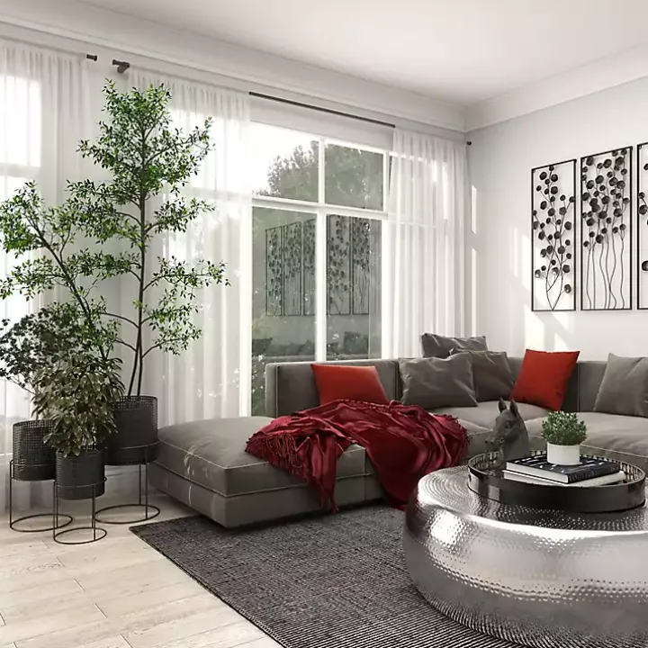 Black Metal Basket Weave Planters, Set of 3