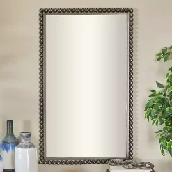 Black Metal Beaded Frame Wall Mirror