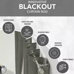 Black Metal Blackout Finial Curtain Rod, 72 in.