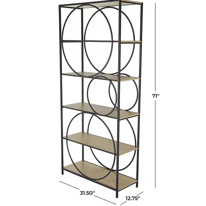 Black Metal Circles 5-Tier Bookcase