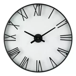 Black Metal Clear Glass Wall Clock