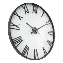 Black Metal Clear Glass Wall Clock