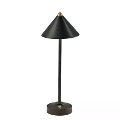 Black Metal Cone Shade Cordless Table Lamp