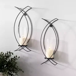 Black Metal Crisscross Sconces, Set of 2