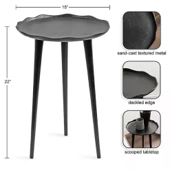 Black Metal Deckled Edge Round Side Table