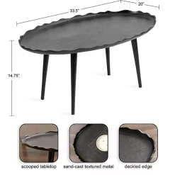 Black Metal Deckled Edge Oval Coffee Table