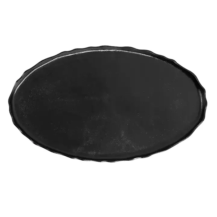 Black Metal Deckled Edge Oval Coffee Table