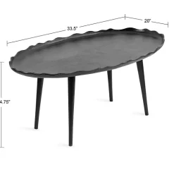 Black Metal Deckled Edge Oval Coffee Table
