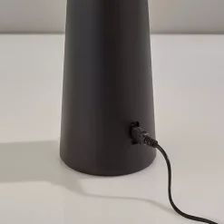 Black Metal Dome Frosted Light Cordless Table Lamp