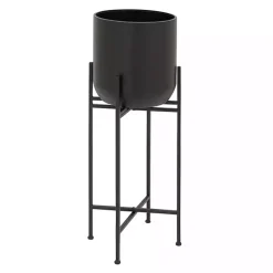 Black Metal Dome Planter with Stand, 36 in.