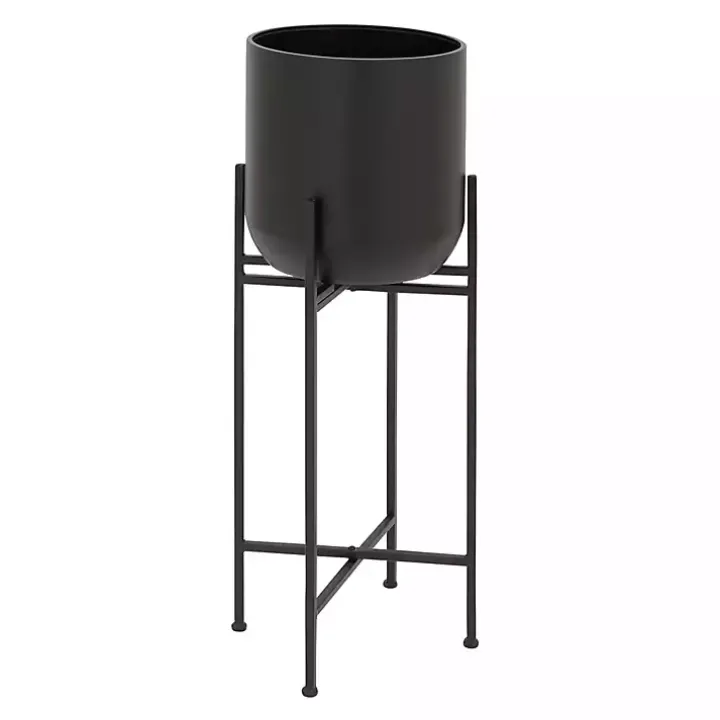 Black Metal Dome Planter with Stand, 36 in.