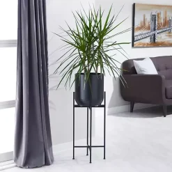 Black Metal Dome Planter with Stand, 36 in.