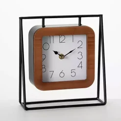 Black Metal Floating Frame Tabletop Clock