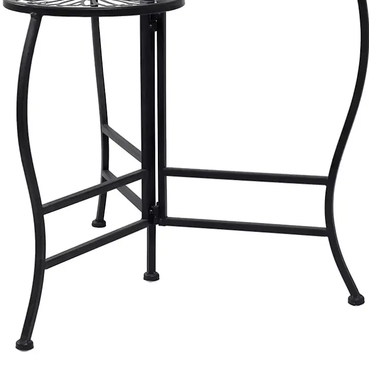 Black Metal Floral 3-Tier Plant Stand