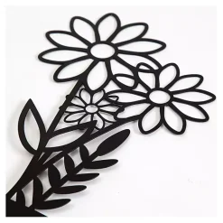 Black Metal Floral Vase Wall Plaques, Set of 3
