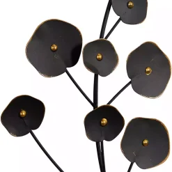 Black Metal Floral Wall Plaques, Set of 2