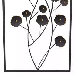 Black Metal Floral Wall Plaques, Set of 2