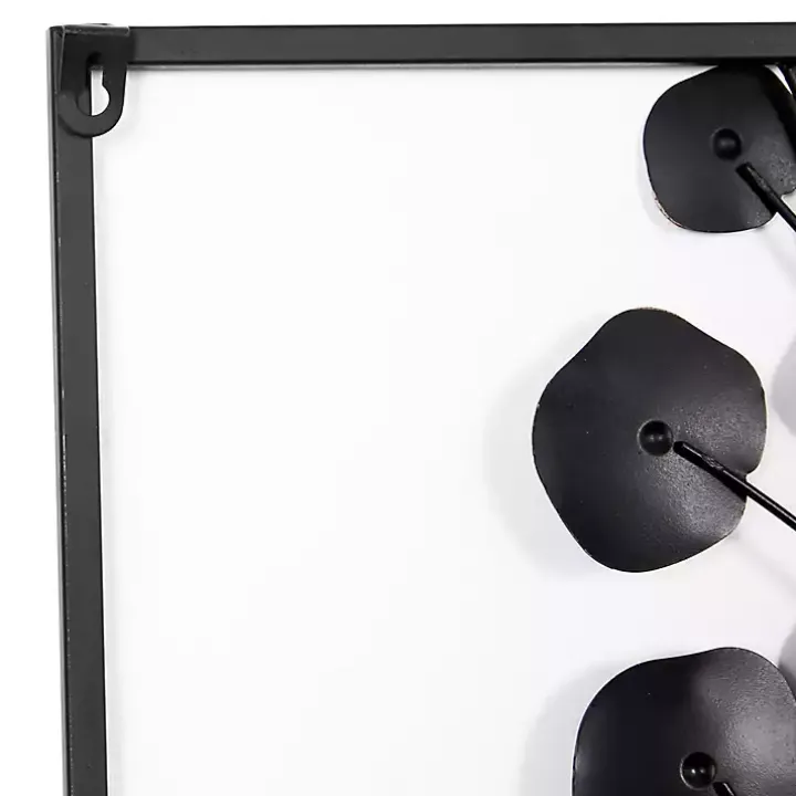 Black Metal Floral Wall Plaques, Set of 2