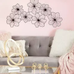 Black Metal Floral Wire Wall Plaque