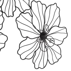 Black Metal Floral Wire Wall Plaque
