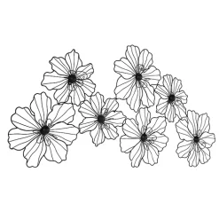 Black Metal Floral Wire Wall Plaque