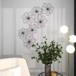 Black Metal Floral Wire Wall Plaque