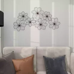 Black Metal Floral Wire Wall Plaque