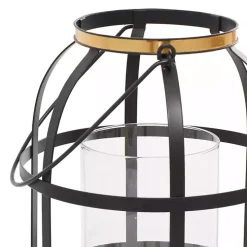 Black Metal Frame Lanterns, Set of 2