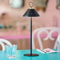 Black Metal Frosted Light Cordless Table Lamp