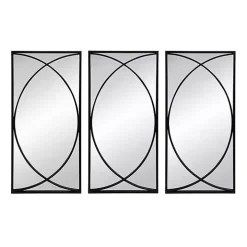 Black Metal Geometric Wall Mirrors, Set of 3