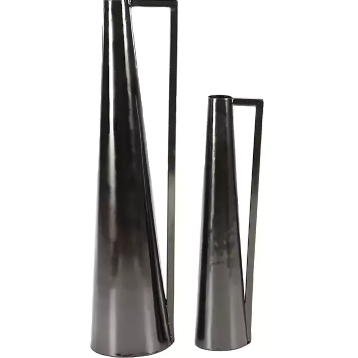 Black Metal Glam Vases, Set of 2