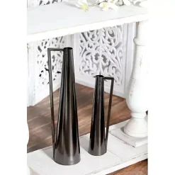 Black Metal Glam Vases, Set of 2