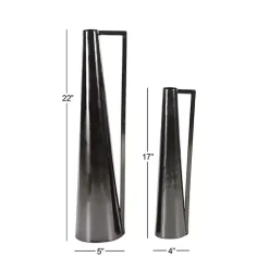 Black Metal Glam Vases, Set of 2