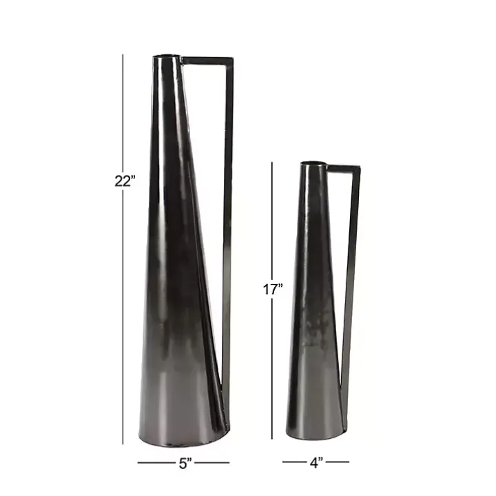 Black Metal Glam Vases, Set of 2