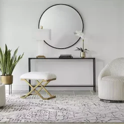 Black Metal Glass Top Console Table