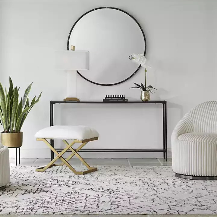 Black Metal Glass Top Console Table