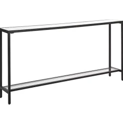 Black Metal Glass Top Console Table