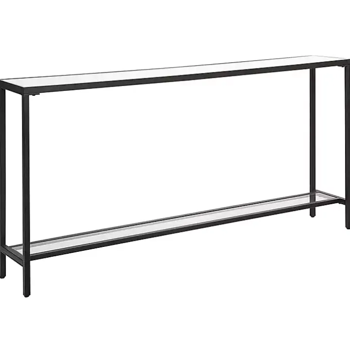 Black Metal Glass Top Console Table