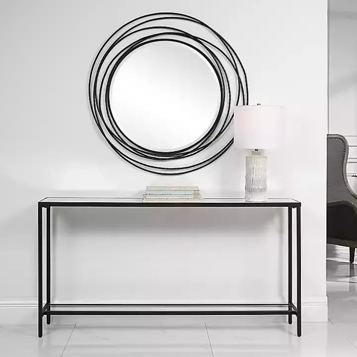 Black Metal Glass Top Console Table