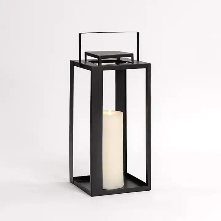 Black Metal Harlow Lantern, 18 in.