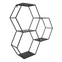 Black Metal Hexagon Wall Shelf