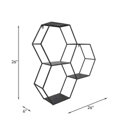 Black Metal Hexagon Wall Shelf
