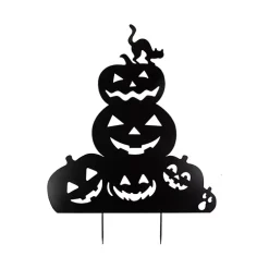 Black Metal Jack O Lantern Halloween Yard Stake