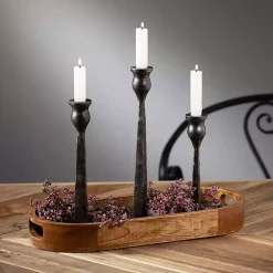 Black Metal Modern Taper Candle Holders, Set of 3