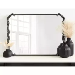 Black Metal Ornamental Wall Mirror