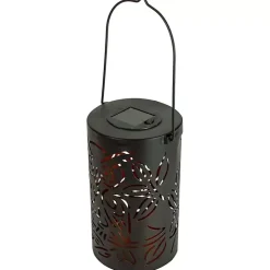 Black Metal Owl Dusk-to-Dawn Outdoor Solar Lantern