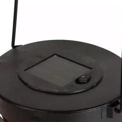 Black Metal Owl Dusk-to-Dawn Outdoor Solar Lantern