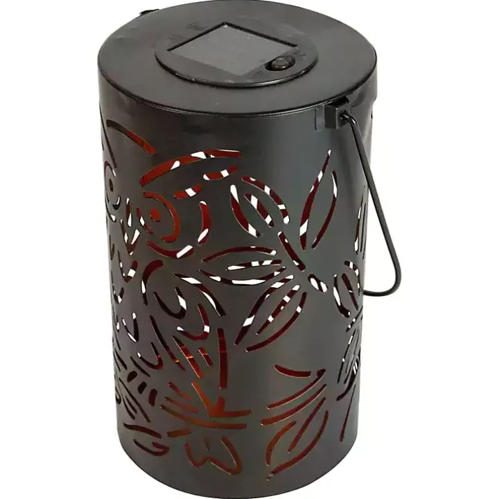 Black Metal Owl Dusk-to-Dawn Outdoor Solar Lantern