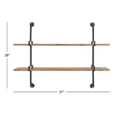 Black Metal Pipe Two-Tier Wall Mounted Shelf