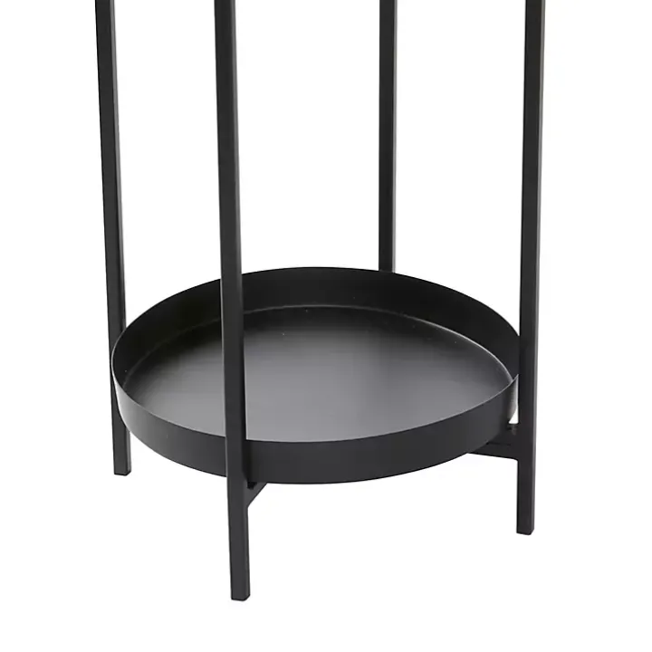 Black Metal Plant Stands with Shelves, Set of 2